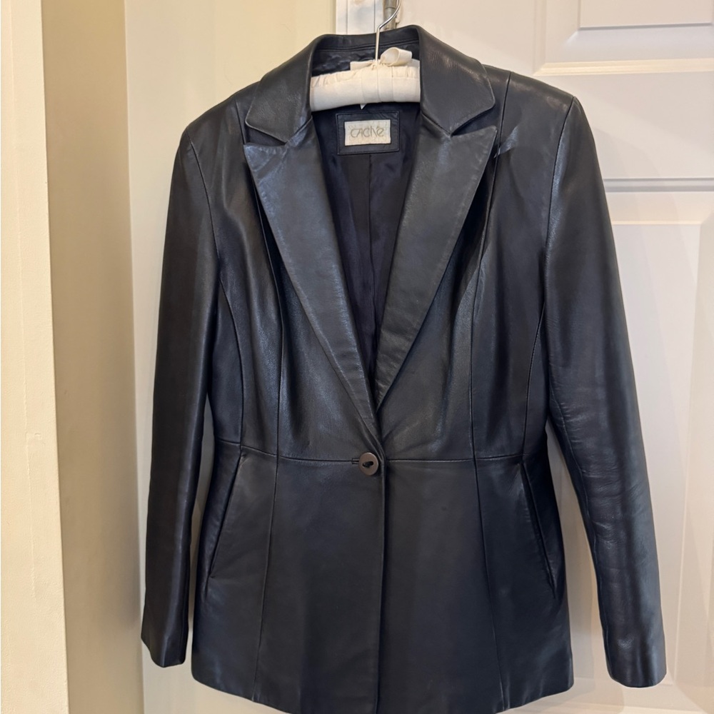 Cache Black Leather Vintage‎ Jacket for Women Size 8